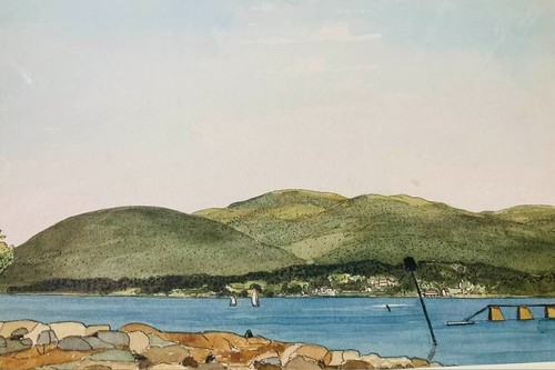 Watercolor painting landscape - watercolor,